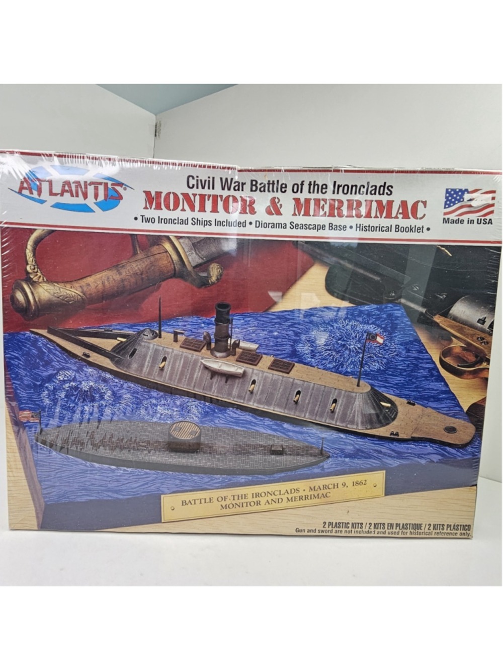 SEALED USS Monitor & Merrimack Civil War Ironclad Model Ship Boat Kit Set
